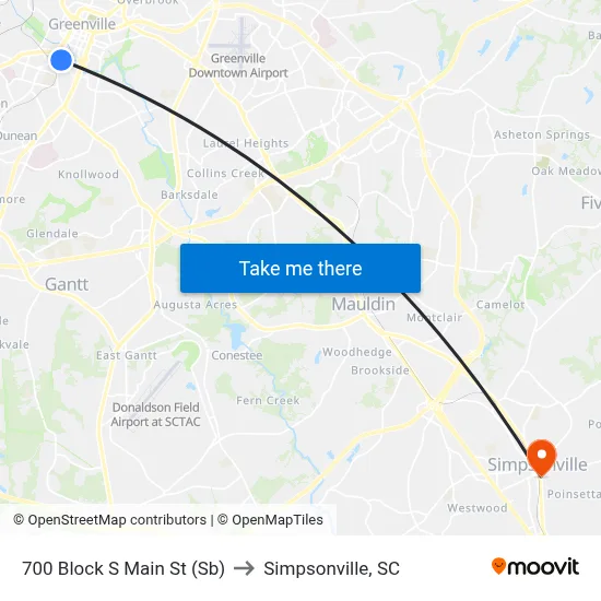 700 Block S Main St (Sb) to Simpsonville, SC map