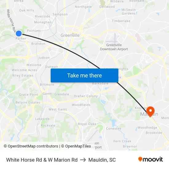 White Horse Rd & W Marion Rd to Mauldin, SC map