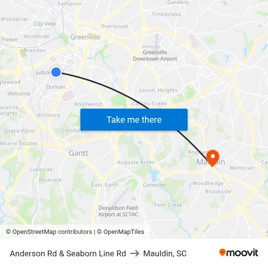 Anderson Rd & Seaborn Line Rd to Mauldin, SC map