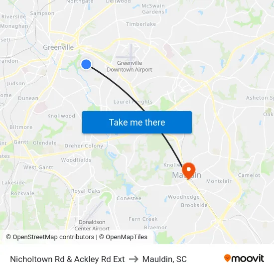 Nicholtown Rd & Ackley Rd Ext to Mauldin, SC map