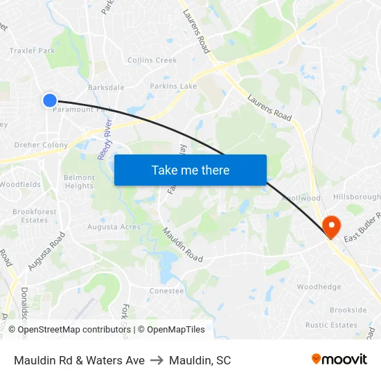 Mauldin Rd & Waters Ave to Mauldin, SC map