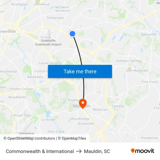 Commonwealth & International to Mauldin, SC map