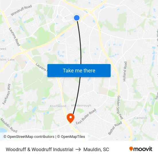 Woodruff & Woodruff Industrial to Mauldin, SC map