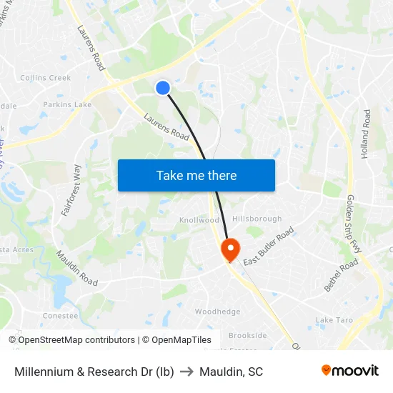 Millennium & Research Dr (Ib) to Mauldin, SC map