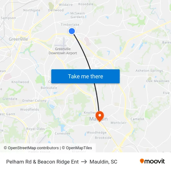 Pelham Rd & Beacon Ridge Ent to Mauldin, SC map