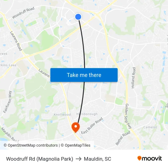Woodruff Rd (Magnolia Park) to Mauldin, SC map