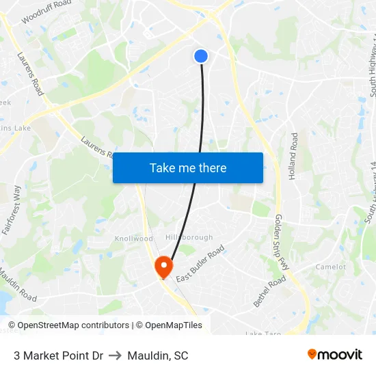 3 Market Point Dr to Mauldin, SC map