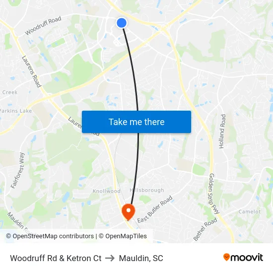 Woodruff Rd & Ketron Ct to Mauldin, SC map