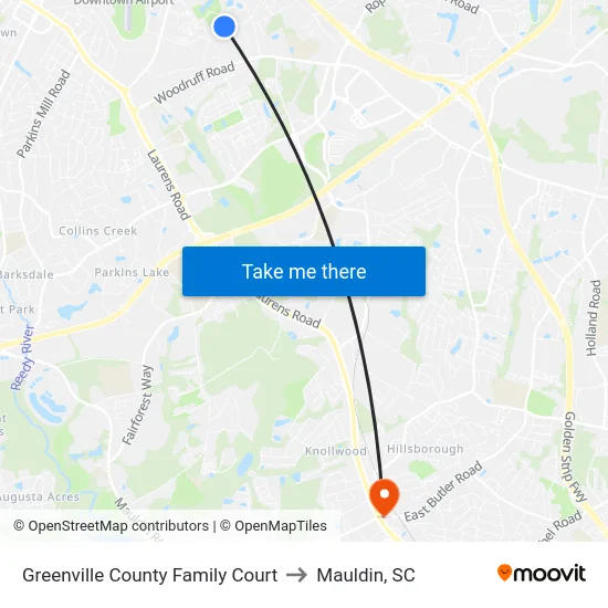 Greenville County Family Court to Mauldin, SC map