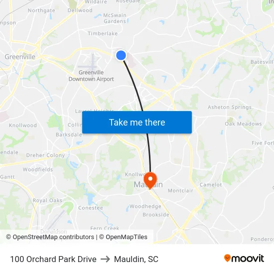 100 Orchard Park Drive to Mauldin, SC map