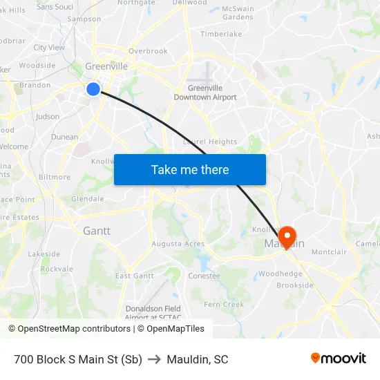 700 Block S Main St (Sb) to Mauldin, SC map