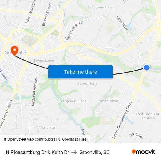 N Pleasantburg Dr & Keith Dr to Greenville, SC map