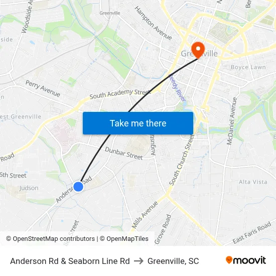 Anderson Rd & Seaborn Line Rd to Greenville, SC map