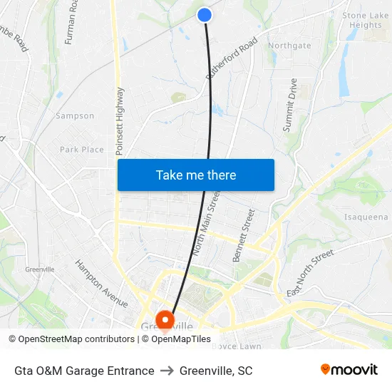 Gta O&M Garage Entrance to Greenville, SC map