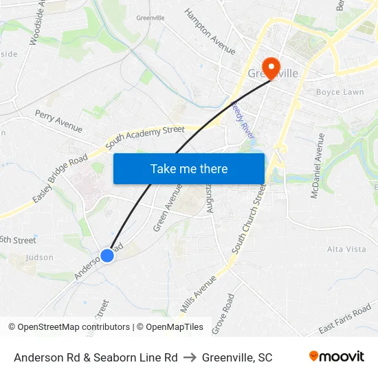 Anderson Rd & Seaborn Line Rd to Greenville, SC map