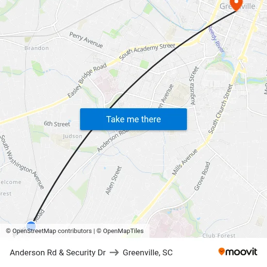 Anderson Rd & Security Dr to Greenville, SC map