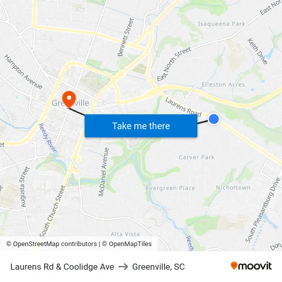 Laurens Rd & Coolidge Ave to Greenville, SC map