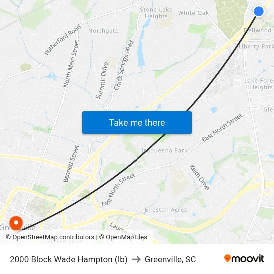 2000 Block Wade Hampton (Ib) to Greenville, SC map