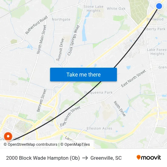 2000 Block Wade Hampton (Ob) to Greenville, SC map