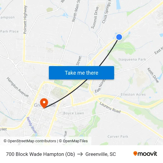 700 Block Wade Hampton (Ob) to Greenville, SC map