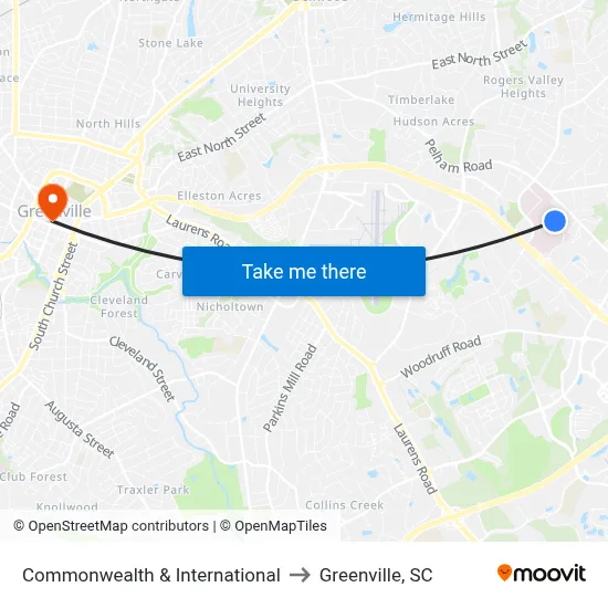 Commonwealth & International to Greenville, SC map