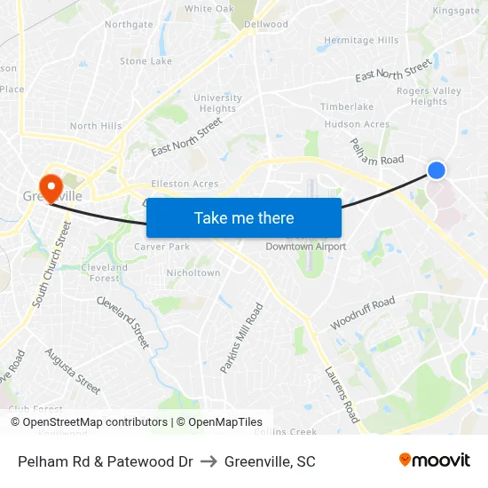 Pelham Rd & Patewood Dr to Greenville, SC map