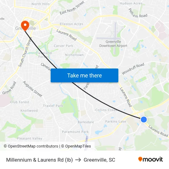 Millennium & Laurens Rd (Ib) to Greenville, SC map
