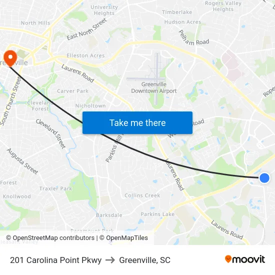 201 Carolina Point Pkwy to Greenville, SC map