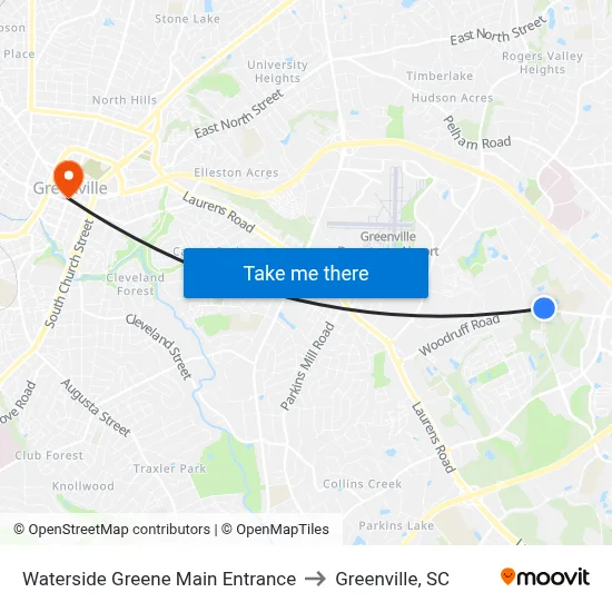 Waterside Greene Main Entrance to Greenville, SC map