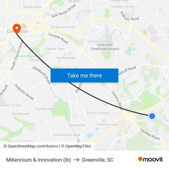 Millennium & Innovation (Ib) to Greenville, SC map