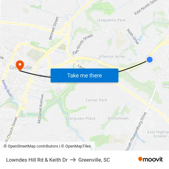 Lowndes Hill Rd & Keith Dr to Greenville, SC map