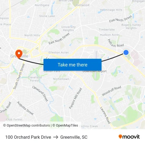 100 Orchard Park Drive to Greenville, SC map