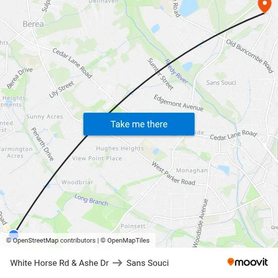 White Horse Rd & Ashe Dr to Sans Souci map