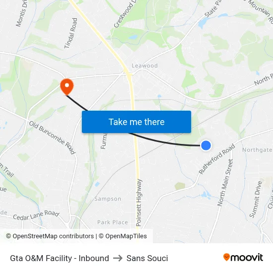 Gta O&M Facility - Inbound to Sans Souci map