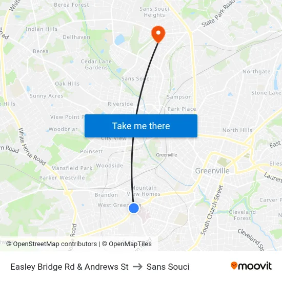Easley Bridge Rd & Andrews St to Sans Souci map