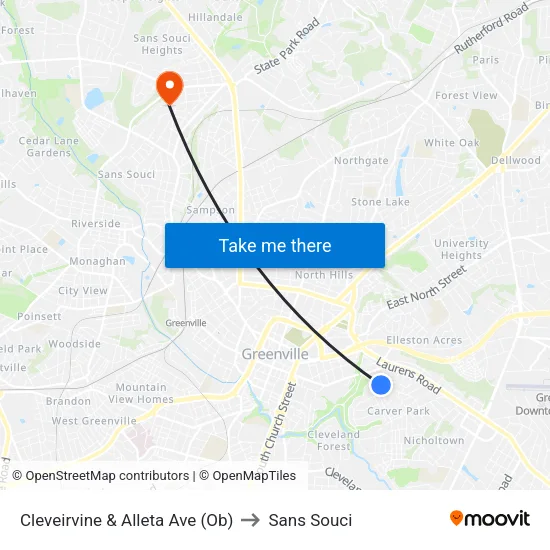 Cleveirvine & Alleta Ave (Ob) to Sans Souci map
