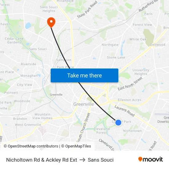 Nicholtown Rd & Ackley Rd Ext to Sans Souci map