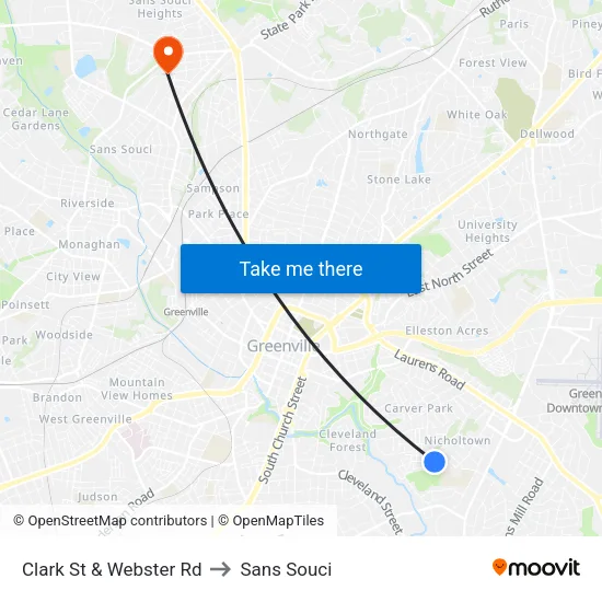 Clark St & Webster Rd to Sans Souci map