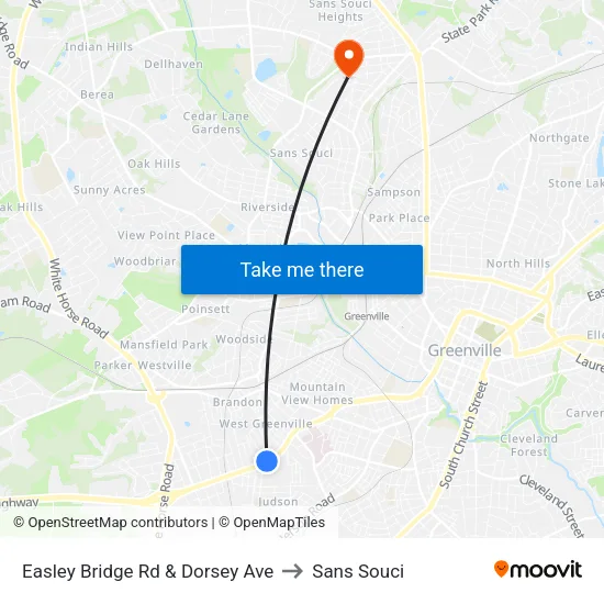 Easley Bridge Rd & Dorsey Ave to Sans Souci map