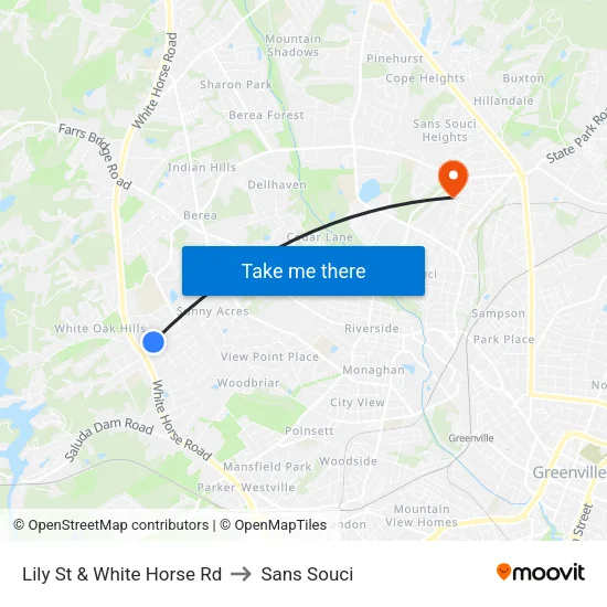 Lily St & White Horse Rd to Sans Souci map