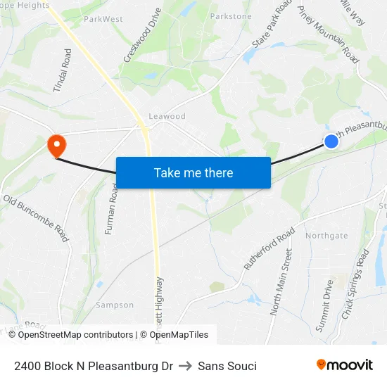 2400 Block N Pleasantburg Dr to Sans Souci map