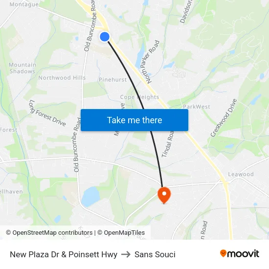 New Plaza Dr & Poinsett Hwy to Sans Souci map