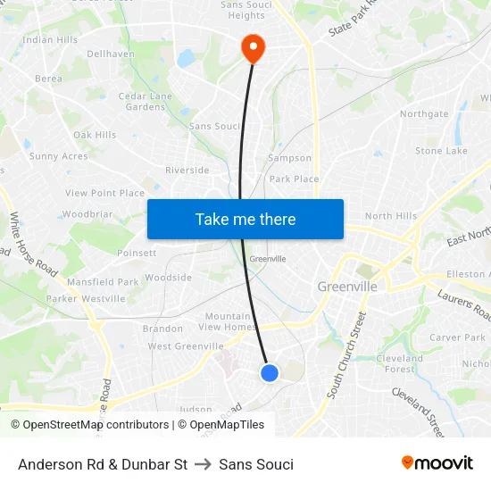 Anderson Rd & Dunbar St to Sans Souci map