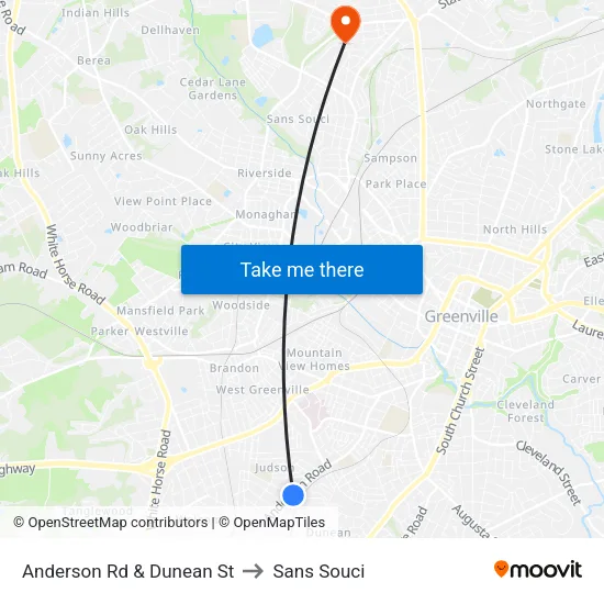 Anderson Rd & Dunean St to Sans Souci map