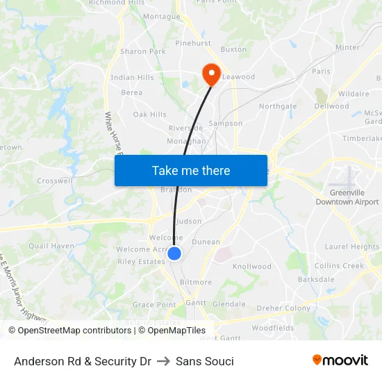 Anderson Rd & Security Dr to Sans Souci map