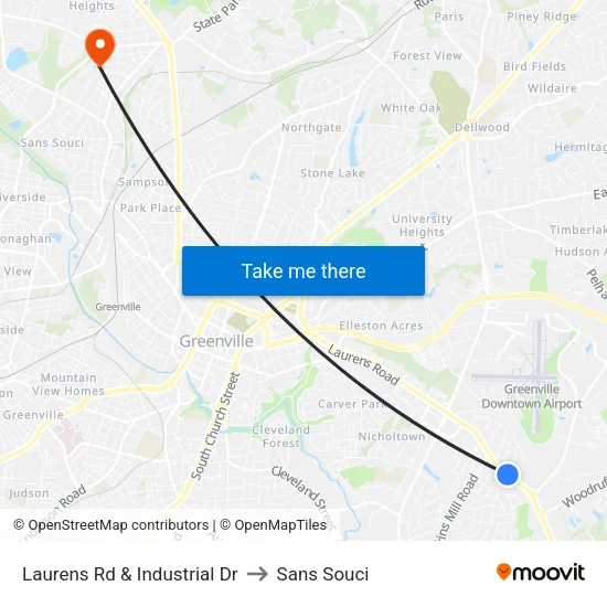 Laurens Rd & Industrial Dr to Sans Souci map