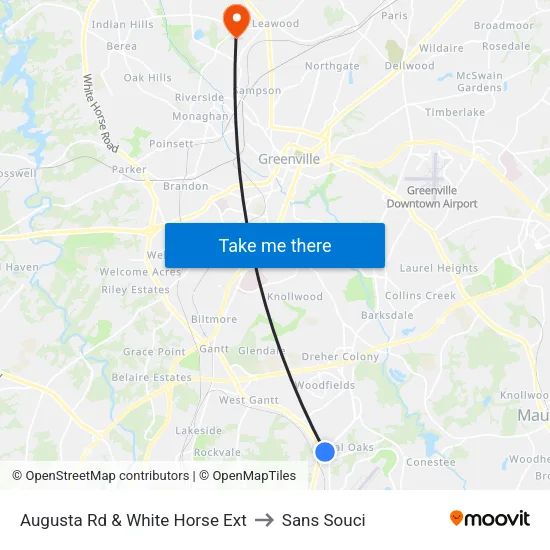 Augusta Rd & White Horse Ext to Sans Souci map