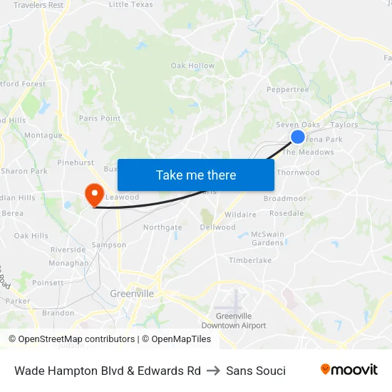 Wade Hampton Blvd & Edwards Rd to Sans Souci map