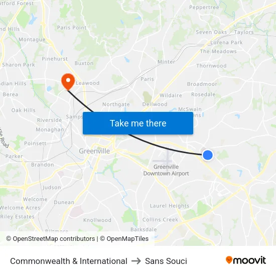 Commonwealth & International to Sans Souci map