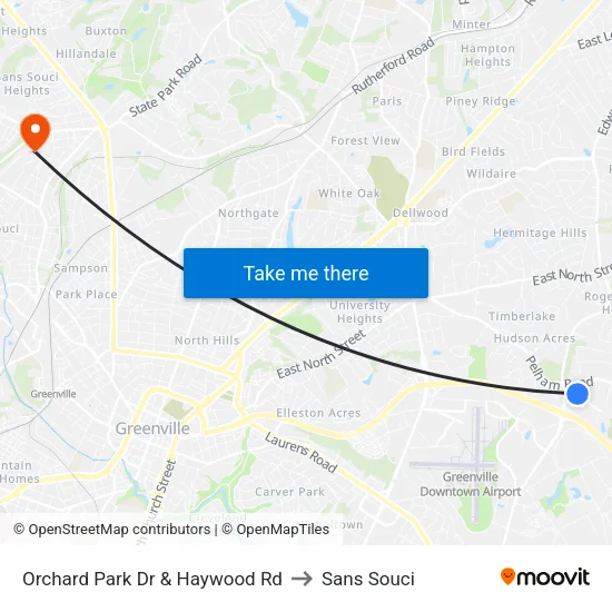 Orchard Park Dr & Haywood Rd to Sans Souci map